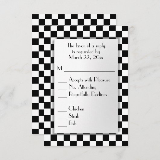 RSVP met menukeuze voor rackautothema (Voorkant / Achterkant)