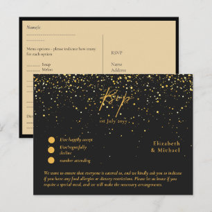 RSVP met menusjabloon Black Gold Briefkaart