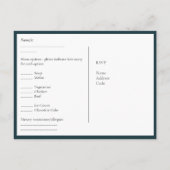 RSVP met menuSjabloon | Peacock Blue Green Gold Briefkaart (Achterkant)