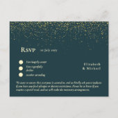 RSVP met menuSjabloon | Peacock Blue Green Gold Briefkaart (Voorkant)