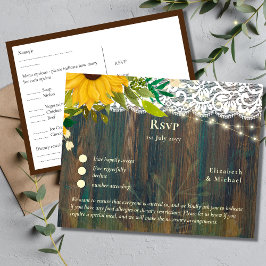 RSVP met menusjabloon | Rustige zonnebloemen kantw Briefkaart