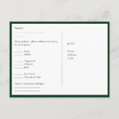 RSVP met menusjabloon | Smaragdgroene gouden RSVP Briefkaart (Achterkant)