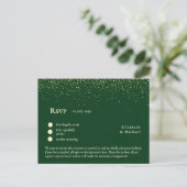 RSVP met menusjabloon | Smaragdgroene gouden RSVP Briefkaart (Staand voorkant)