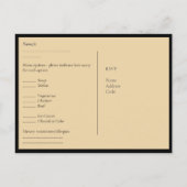RSVP met menuSjabloon | Zwart goud Briefkaart (Achterkant)