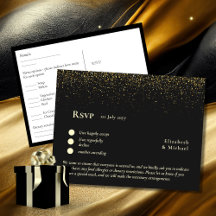RSVP met menuSjabloon | Zwart goud