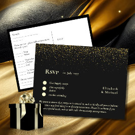 RSVP met menuSjabloon | Zwart goud Briefkaart