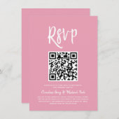 RSVP met QR-code | Blush roze Script Style RSVP Kaart (Voorkant / Achterkant)