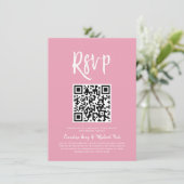 RSVP met QR-code | Blush roze Script Style RSVP Kaart (Staand voorkant)