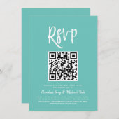 RSVP met QR-code | Munt groene stijl van het Manus Kaart (Voorkant / Achterkant)
