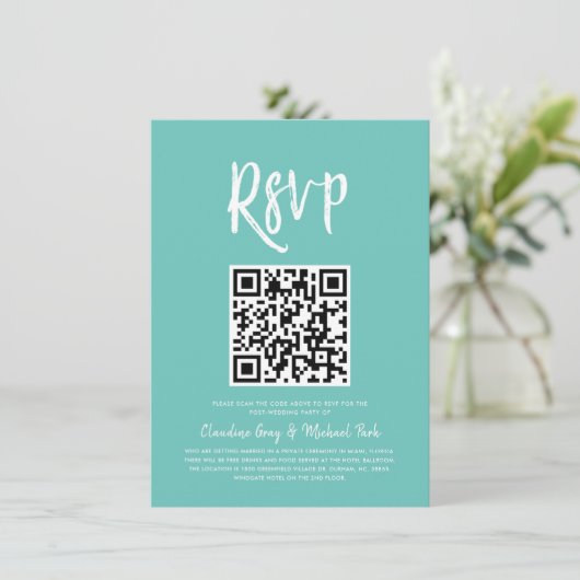 RSVP met QR-code | Munt groene stijl van het Manus Kaart (Staand voorkant)