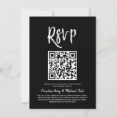 RSVP met QR-code | Solid Black Script Style RSVP i Kaart (Voorkant)