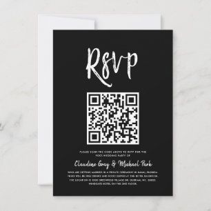 RSVP met QR-code   Solid Black Script Style RSVP i Kaart