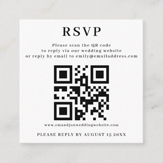 RSVP met QR-code voor bruiloft website Informatiekaartje (Voorkant)