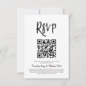 RSVP met QR-code | Zwart witscript Kaart (Voorkant)