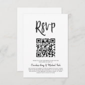 RSVP met QR-code | Zwart witscript Kaart (Voorkant / Achterkant)