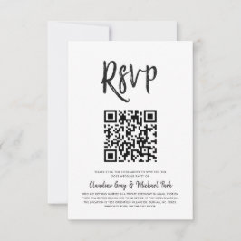 RSVP met QR-code | Zwart witscript Kaart