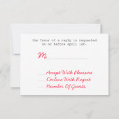 RSVP met roze retroketel en Bunting Wedding RSVP Kaartje (Achterkant)