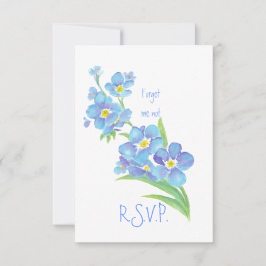 RSVP met Vergeet me niet, Waterverf Flower (Voorkant)