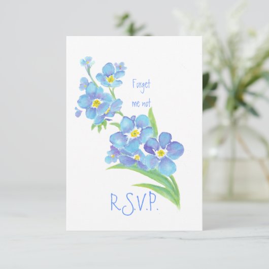 RSVP met Vergeet me niet, Waterverf Flower (Staand voorkant)