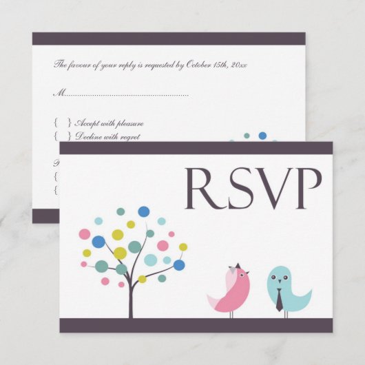 RSVP met Vogelkaart met voedsel (Voorkant / Achterkant)