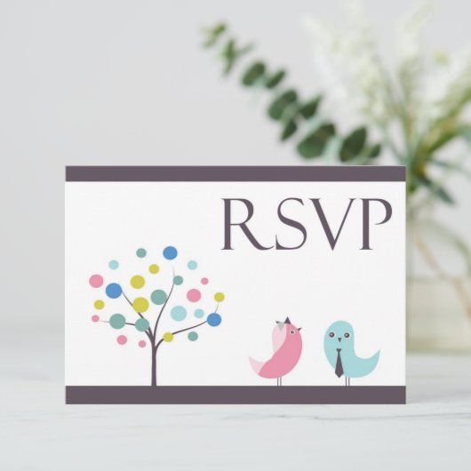RSVP met Vogelkaart met voedsel Kaartje (Staand voorkant)