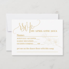 RSVP met Whimsy: Gold Flower & Script Reply Kaart