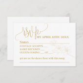 RSVP met Whimsy: Gold Flower & Script Reply Kaart (Voorkant / Achterkant)