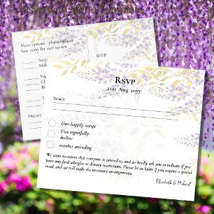 RSVP met Wisteria Purple Flowers van de Sjabloon v Briefkaart