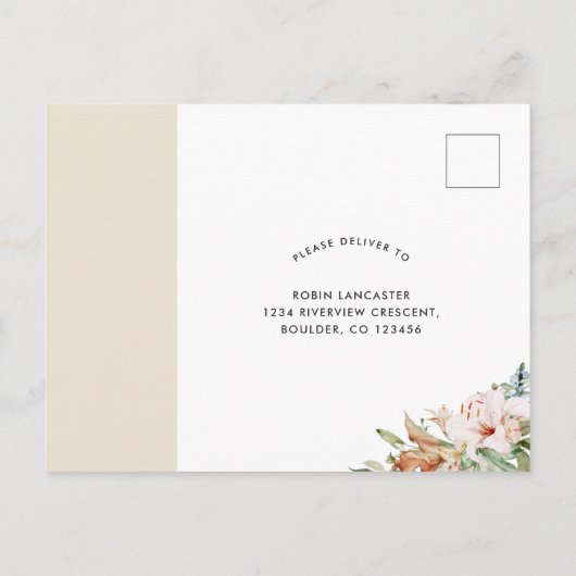 RSVP met/zonder maaltijden, aardse bloemen Beige b Briefkaart (Achterkant)