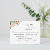 RSVP met/zonder maaltijden, aardse bloemen Beige b Briefkaart (Staand voorkant)