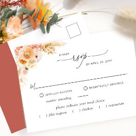 RSVP met/zonder maaltijden, perzik en Sinaasappel  Briefkaart