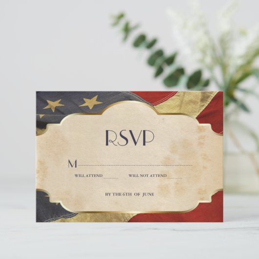 RSVP Militaire bruiloft Patriottische vlag (Staand voorkant)