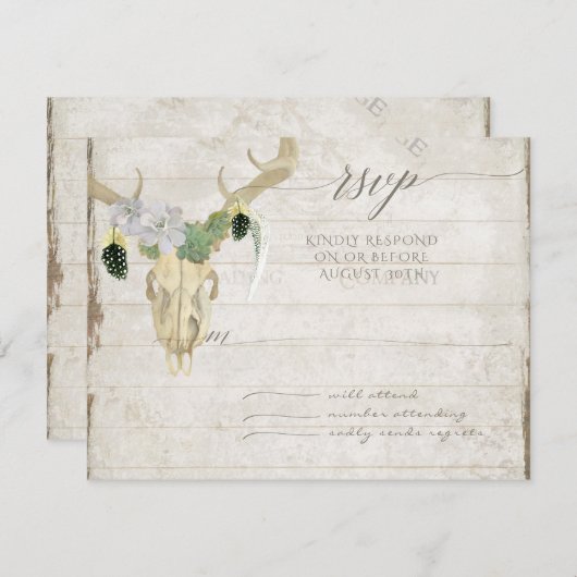 RSVP Minimale Westerne Cactus Deer Skull Antlers (Voorkant / Achterkant)