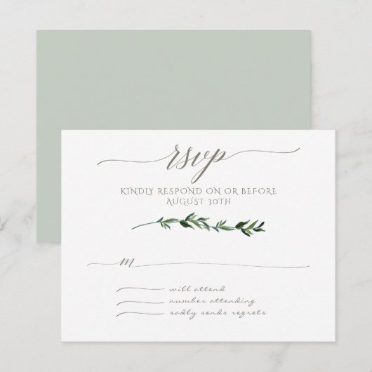 RSVP Minimalistisch modern, modern Leaf laat Art T (Voorkant / Achterkant)