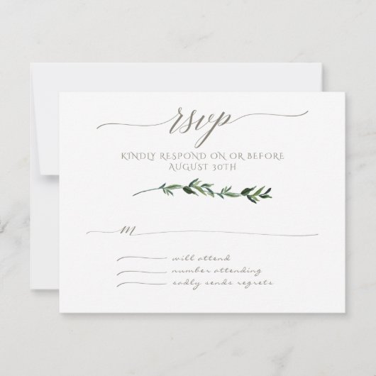 RSVP Minimalistisch modern, modern Leaf laat Art T Kaartje (Voorkant)