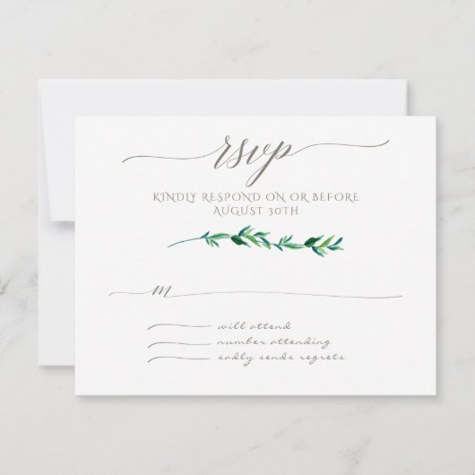 RSVP Minimalistisch modern, modern Leaf laat Art T Kaartje (Voorkant)