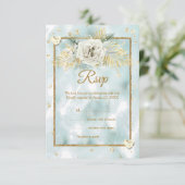 RSVP Mint Blauwgroen Goud Marmer Roos Bloemen (Staand voorkant)