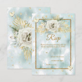 RSVP Mint Blauwgroen Goud Marmer Roos Bloemen (Voorkant / Achterkant)