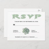RSVP Mint Green Succulent Cactus Wedding Response Uitnodiging Briefkaart (Voorkant / Achterkant)