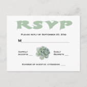 RSVP Mint Green Succulent Cactus Wedding Response Uitnodiging Briefkaart (Voorkant)