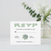 RSVP Mint Green Succulent Cactus Wedding Response Uitnodiging Briefkaart (Staand voorkant)