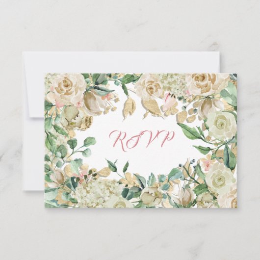 RSVP Mint Teal Witte Rozen Tak Kaartje (Voorkant)