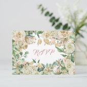 RSVP Mint Teal Witte Rozen Tak Kaartje (Staand voorkant)