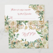 RSVP Mint Teal Witte Rozen Tak Kaartje (Voorkant / Achterkant)
