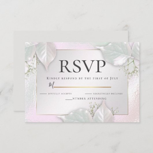 RSVP | Misty Pink Pearl Shimmer Kaart (Voorkant / Achterkant)