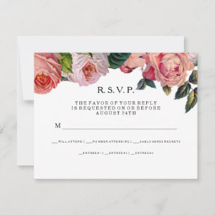 RSVP MODERN Chic brede strepen met vintage rozen Kaartje
