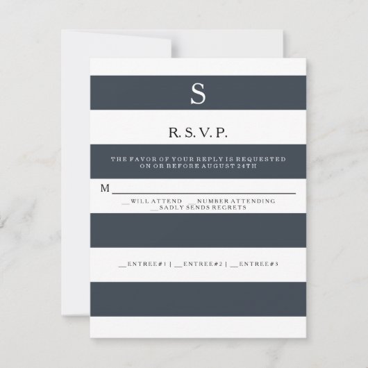 RSVP MODERN Chic Brede Strepen Monogramme Kaartje (Voorkant)
