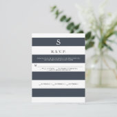 RSVP MODERN Chic Brede Strepen Monogramme Kaartje (Staand voorkant)