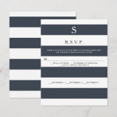 RSVP MODERN Chic Brede Strepen Monogramme Kaartje (Voorkant / Achterkant)