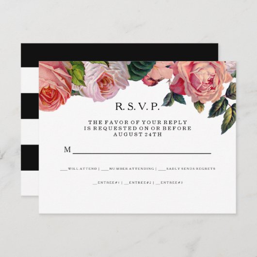 RSVP MODERN Chic Wide Stripes met  Rozen (Voorkant / Achterkant)